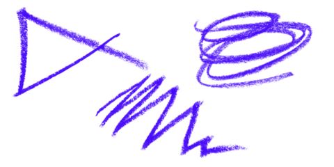 Abstract Blue Strokes on Black Triangle Zigzag and Curves Chalky Texture Drawing Element on transparent background