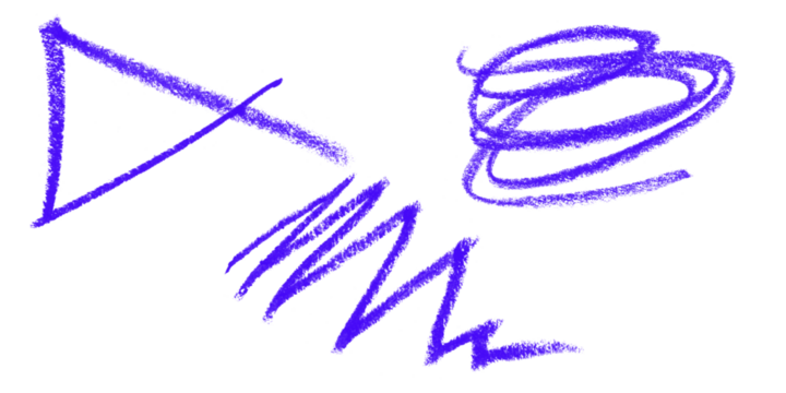 Abstract Blue Strokes on Black Triangle Zigzag and Curves Chalky Texture Drawing Element on transparent background