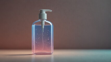 Hand sanitizer bottle in soft illustration with gradient colors