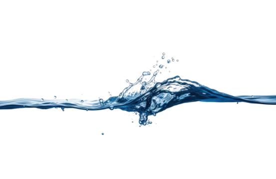 Elegant arc of water frozen in time, showcasing its smooth texture and dynamic form against a white backdrop, isolated on transparent background, perfect for conveying purity and refreshment