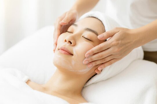 Relaxation during a soothing facial treatment at a spa - Powered by Adobe