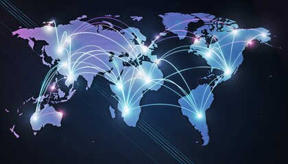 Abstract interconnected global network world map high resolution photo