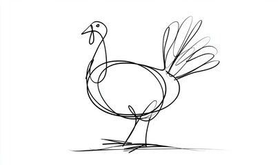 Farm turkey one line drawing  