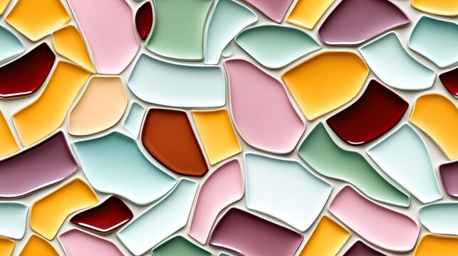Colorful geometric shapes create a stunning abstract mosaic, showcasing vibrant hues that inspire creativity and diversity in art SEAMLESS PATTERN