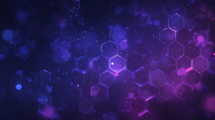 Abstract dark background with glowing blue and purple hexagonal patterns