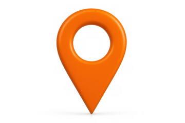 Orange 3d map pin icon symbolizing location, navigation, global positioning, and digital mapping services