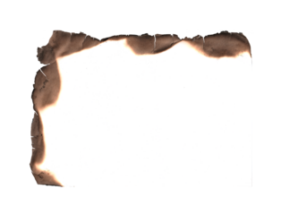 Paper burned old grunge on white background 