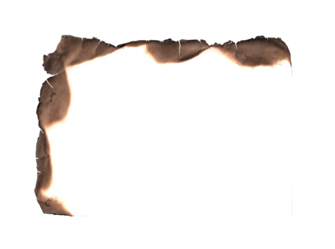 Paper burned old grunge on white background 