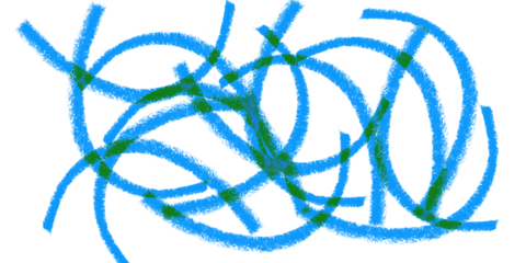 Abstract Art Woven Blue Lines with Green Intersections on Black Modern Design Vibrant Artistic on transparent background