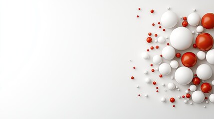 A decorative arrangement of red and white balloons creates a cheerful and minimalist atmosphere, perfect for celebrations and events