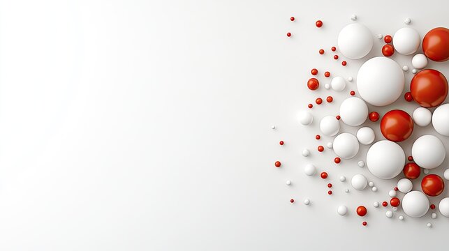 A decorative arrangement of red and white balloons creates a cheerful and minimalist atmosphere, perfect for celebrations and events