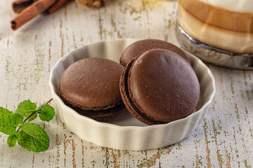 Sweet tasty almond dessert - chocolate macaroon