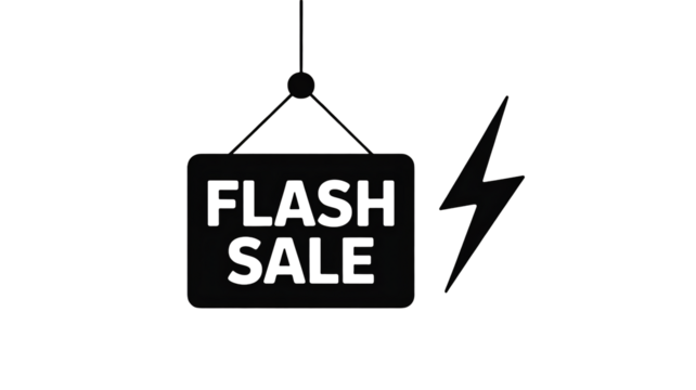 Quick flash sale announcement with lightning bolt for your business needs