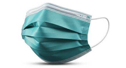 Disposable blue-green medical face mask with ear loops offering respiratory protection for health