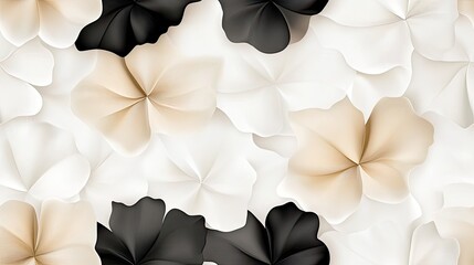 Decorative 3D wallpaper showcases black and white butterflies with smooth curves and contrasting bronze accents on a clean white backdrop SEAMLESS PATTERN