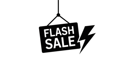 Flash sale announcement with lightning bolt symbol for limited time offer