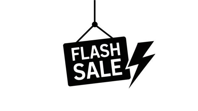 Flash sale announcement with lightning bolt symbol for limited time offer