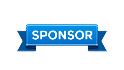 Sponsor ribbon banner in vibrant blue, perfect for website promotion