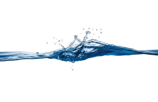 Elegant arc of water frozen in time, showcasing its smooth texture and dynamic form against a white backdrop, isolated on transparent background, perfect for conveying purity and refreshment