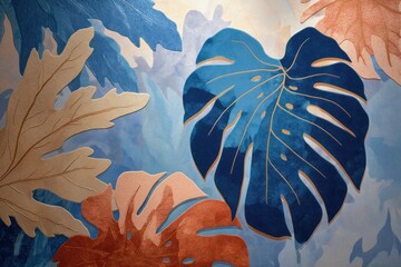 large-scale contemporary atmospheric abstraction with zero literal floral forms, inspired loosely by the motion and dispersal of monstera and oak plant, soft vaporous filament textured background