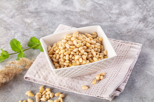 Cedar nut kernel in the bowl