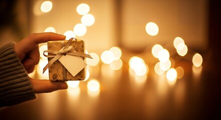 Give the gift of joy this season with a beautiful present and warm bokeh lights