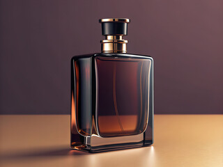 Luxury glass perfume bottle isolated on a black background containing fragrance or cologne