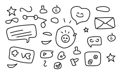 Cute hand drawn doodle icons for social media notes and planners