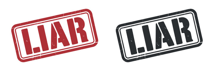 Liar Stamps in Red and Gray Isolated on White Background