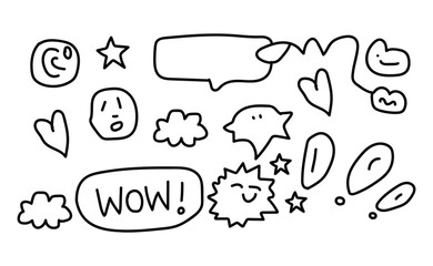 Cute hand drawn doodle icons for communication and expression