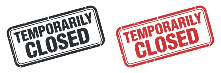 Set of temporarily closed stamp vector illustration on transparent background