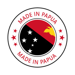Papua New Guinea Made in Stamp in circle with flag Vector template on white background