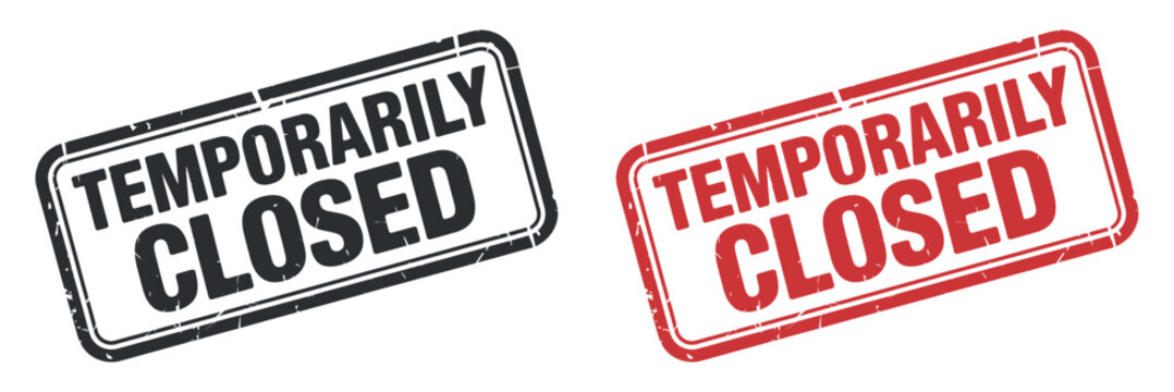 Set of temporarily closed stamp vector illustration on transparent background