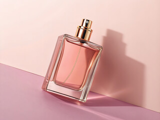 Luxury transparent perfume bottle on colorful backgrounds