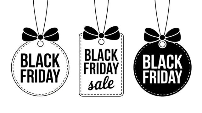 Outline Black Friday sale tags for exciting holiday shopping deals