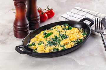 Omelette with spinach for breakfast