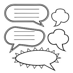 Hand-Drawn Comic Speech Bubbles &ndash; Doodle Chat Balloon Vector Set &ndash; Doodle Comic Chat Balloons &ndash; Hand-Sketched Speech and Thought Bubble Vector Pack &ndash; set of comic speech bubbles &ndash; Talk bubble 