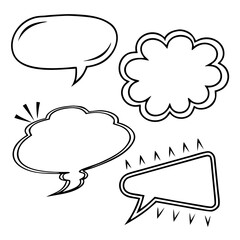 Hand-Drawn Comic Speech Bubbles &ndash; Doodle Chat Balloon Vector Set &ndash; Doodle Comic Chat Balloons &ndash; Hand-Sketched Speech and Thought Bubble Vector Pack &ndash; set of comic speech bubbles &ndash; Talk bubble 