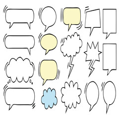 Hand-Drawn Comic Speech Bubbles &ndash; Doodle Chat Balloon Vector Set &ndash; Doodle Comic Chat Balloons &ndash; Hand-Sketched Speech and Thought Bubble Vector Pack &ndash; set of comic speech bubbles &ndash; Talk bubble 