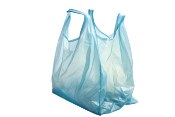 Light blue plastic shopping bag isolated on transparent background