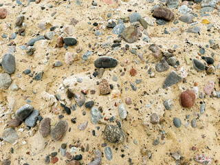 Natural Beach Pebbles and Sand Texture with Mixed Coastal Stones and Organic Shoreline Details