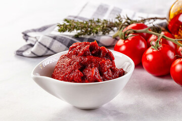Red organic fresh tomato paste