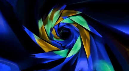An abstract neon background featuring a fractal geometric spiral, - Powered by Adobe