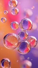 Bubbles Floating in Colorful Background With Vibrant Hues and Soft Focus on Bubble Surfaces