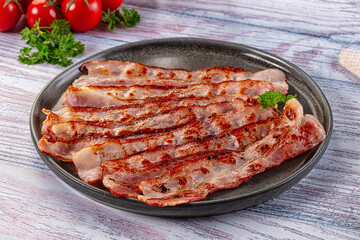 Fried pork bacon for breakfast