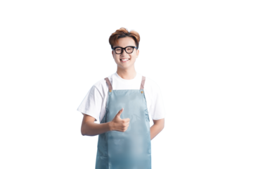 Happy Chef with Optimistic Gesture: A smiling chef, radiating confidence and hospitality, expresses approval and positivity through a gesture, inviting and welcoming with genuine warmth.