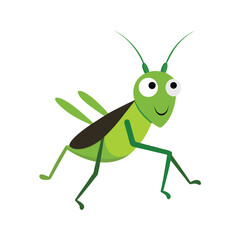 Cute Cartoon Grasshopper Hopping Design vector illustration