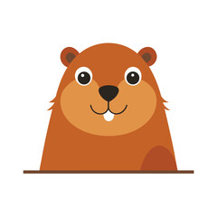Cute Cartoon Groundhog Peeking Out Design vector illustration
