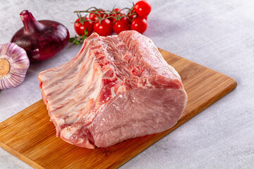 Raw pork loin with bone