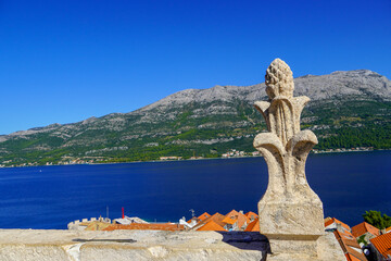 View of Korčula old town, Korčula island, Croatia in Adriatic Sea area.